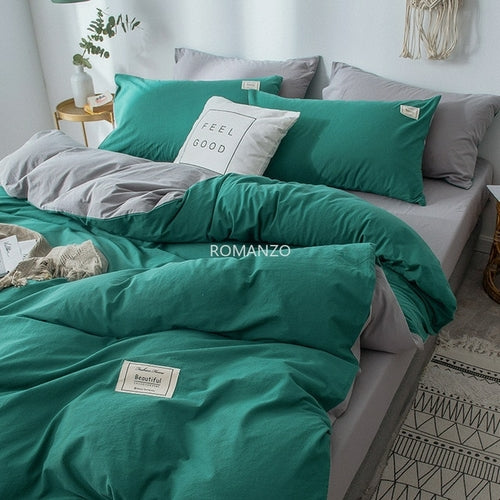 Home Textile Solid Color Duvet Cover Pillowcase Bed Sheet Ab Lace