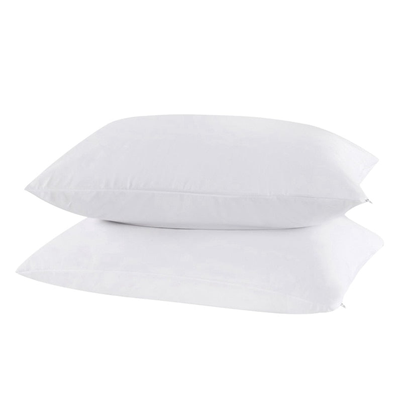 2PC White Pillow Cover Waterproof Pillow Protector Anti Mites Bed Bug Proof Zipper Pillow Cover Allergy Pilow Case 50X70CM