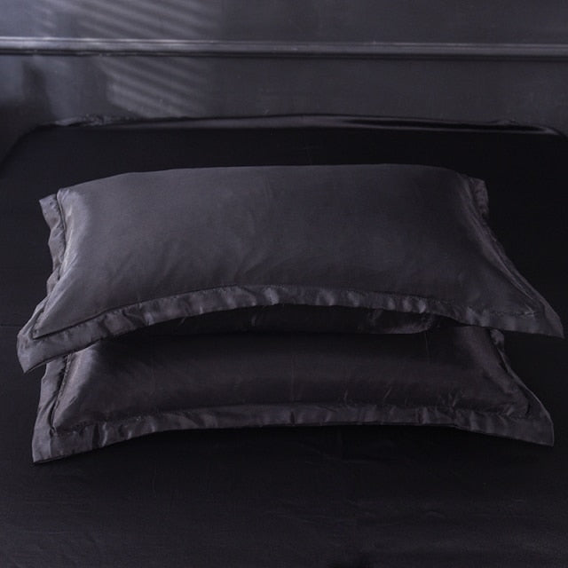 48x74cm 2pcs Emulation Silk Satin Pillowcase Solid Colour Comfortable Pillow Cover For Home Bed Throw Hotel Cushion Cover D30