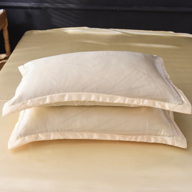 48x74cm 2pcs Emulation Silk Satin Pillowcase Solid Colour Comfortable Pillow Cover For Home Bed Throw Hotel Cushion Cover D30