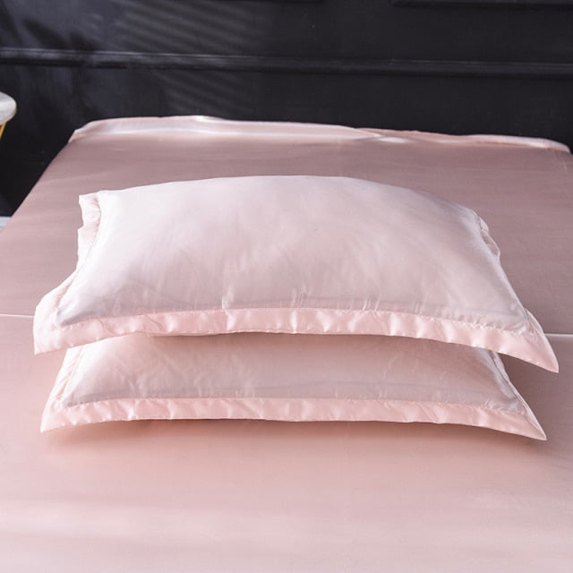 48x74cm 2pcs Emulation Silk Satin Pillowcase Solid Colour Comfortable Pillow Cover For Home Bed Throw Hotel Cushion Cover D30