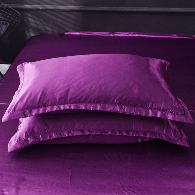 48x74cm 2pcs Emulation Silk Satin Pillowcase Solid Colour Comfortable Pillow Cover For Home Bed Throw Hotel Cushion Cover D30