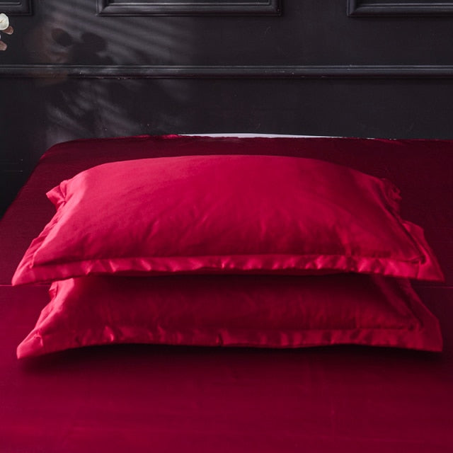 48x74cm 2pcs Emulation Silk Satin Pillowcase Solid Colour Comfortable Pillow Cover For Home Bed Throw Hotel Cushion Cover D30