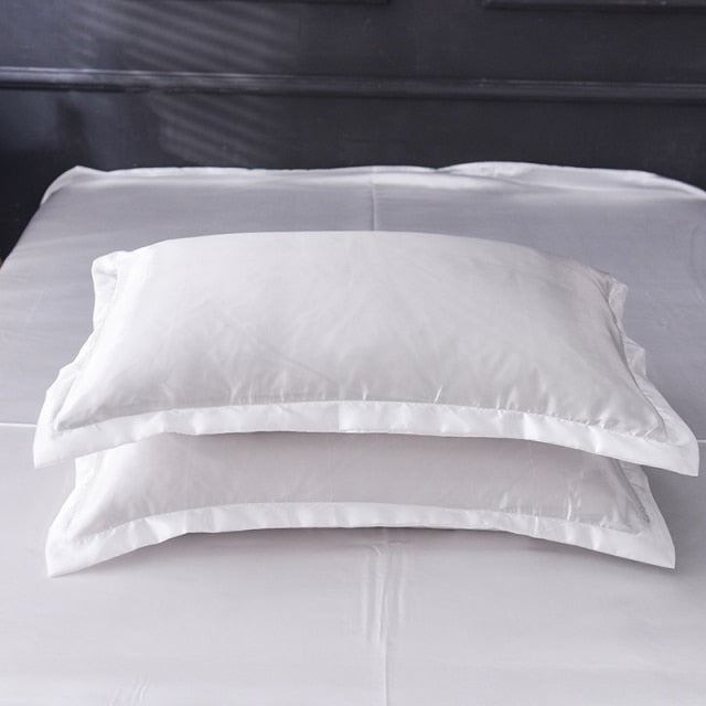 48x74cm 2pcs Emulation Silk Satin Pillowcase Solid Colour Comfortable Pillow Cover For Home Bed Throw Hotel Cushion Cover D30