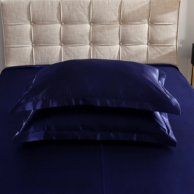 48x74cm 2pcs Emulation Silk Satin Pillowcase Solid Colour Comfortable Pillow Cover For Home Bed Throw Hotel Cushion Cover D30
