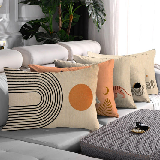 Rectangle Cushion Cover Printing Cotton Fine Linen Pillowcase Customized Waist For Sofa DIY Pillows Baby Family Pets Custom