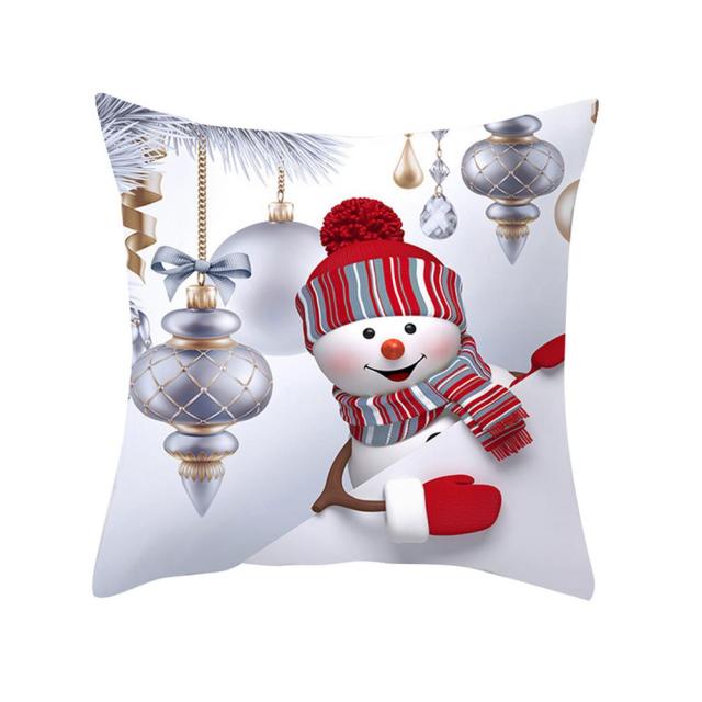 Peach Skin Throw Pillow Case Christmas Snowman Printing Soft Comfortable Sofa Cushion Cover
