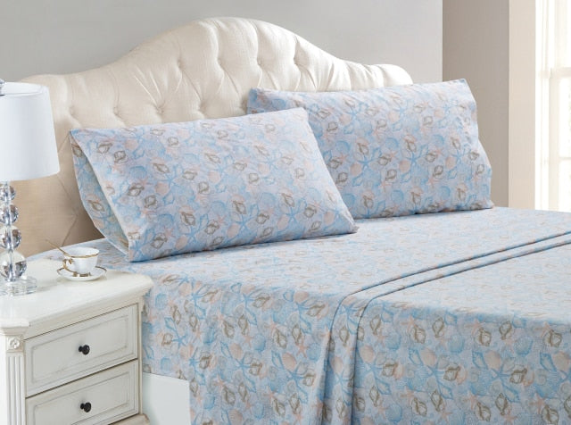 Bed Sheet Set - 4 Piece Chic Print Bedding 1 Flat Sheet,1 Deep Pocket Fitted Sheet, 2 Pillowcases,All Size