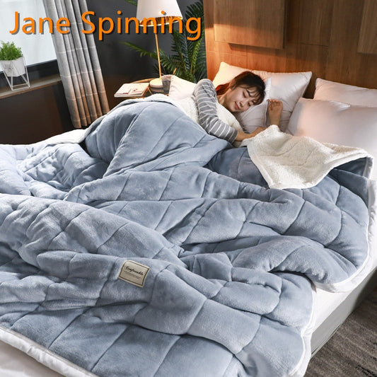 Fleece Blankets And Throws Adult Thick Warm Winter Blankets Home Super Soft Duvet Luxury Solid Blankets On Twin King Bedding