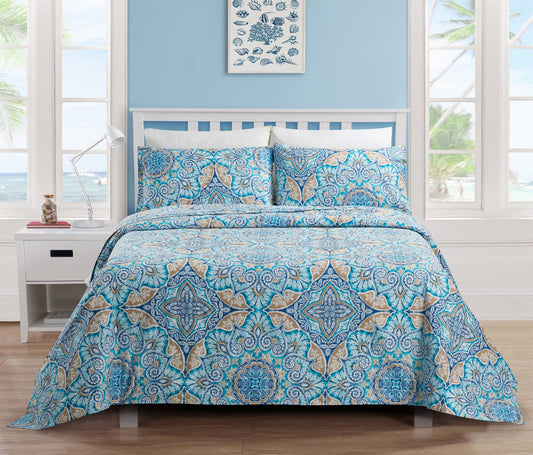 Bed Sheet Set - 4 Piece Chic Print Bedding 1 Flat Sheet,1 Deep Pocket Fitted Sheet, 2 Pillowcases,All Size